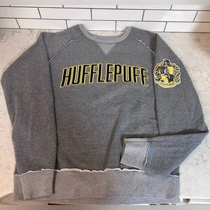 Hufflepuff Harry Potter Long-sleeve Crewneck Sweatshirt With Crest On Left Arm